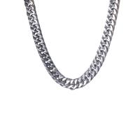 Collier de bijoux de titane, Acier titane, poli, unisexe & chaîne de gourmette, argent, 9mm Environ 50 cm, Vendu par PC