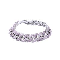 Pulsera del esmalte de la aleación de zinc, con esmalte, chapado en color de plata, unisexo & diverso tamaño para la opción & cadenilla, Púrpura, 13mm, Vendido por UD