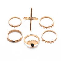 Zink-Legierung Ring Set, Zinklegierung, Fingerring, Tropfen, plattiert, 6 Stück & unisex & mit Strass, keine, 6PCs/Tasche, verkauft von Tasche