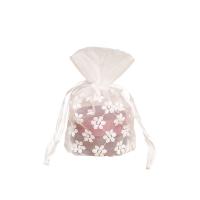 Gauze Drawstring Bag, transparent, white 