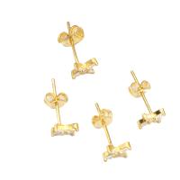 Cubic Zirconia Micro Pave Brass Earring, micro pave cubic zirconia & for woman, golden 