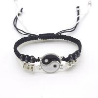 Pulsera del esmalte de la aleación de zinc, con cuerda para abalorios de semilla & Hematite, hecho a mano, Tai Ji & unisexo & con diamantes de imitación, más colores para la opción, longitud:23 cm, Vendido por UD