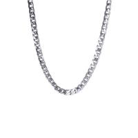 Collier de chaîne en acier de titane, Acier titane, poli, unisexe & chaîne de gourmette, argent, Vendu par PC