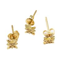 Cubic Zirconia Micro Pave Brass Earring, micro pave cubic zirconia & for woman, golden 