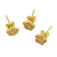 Cubic Zirconia Micro Pave Brass Earring, Flower, micro pave cubic zirconia & for woman, golden 