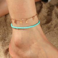 Мода ювелирные изделия anklet, цинковый сплав, с Seedbead, с 1.77 наполнитель цепи, 2 шт. & ювелирные изделия моды & Женский, голубой, длина:8.54 дюймовый, продается указан