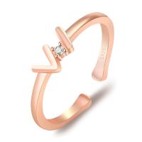 laiton Cuff Bague, avec zircon cubique, Lettre W, Placage, pour femme, plus de couleurs à choisir Vendu par PC