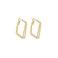 Brass Hoop Earring, Rhombus, plated, for woman 