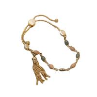 Pulsera del esmalte de la aleación de zinc, con esmalte, borla, chapado en color dorado, para mujer, Rosado, 5mm, longitud:aproximado 20 cm, Vendido por UD