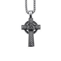 Pendentifs en titane, Acier titane, croix, pistolet noir plaqué, 42mm, Vendu par PC