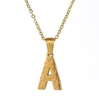 Collar de Acero Inoxidable, acero inoxidable 304, Carta del alfabeto, 18K chapado en oro, diferentes estilos para la opción & para mujer, longitud:17.71 Inch, Vendido por UD