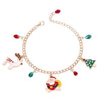 aleación de zinc Pulsera, con Plástico PC & esmalte, con 5cm extender cadena, Dibujos animados, chapado en color dorado, Diseño de Navidad & unisexo, dorado, 21x21mm, longitud:aproximado 20 cm, Vendido por UD