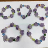 Quartz Bracelets, Natural Stone, with Amethyst, Nuggets, polished, Unisex, mixed colors cm 