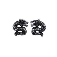 Boucles d'oreilles en acier titane, dragon, poli, unisexe, couleur originale, 16mm, Vendu par paire