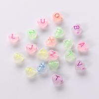 Acryl Alphabet Perlen, Herz, DIY & mit Brief Muster & chemische-Waschanlagen, gemischte Farben, 4x7mm, 3800PCs/G, verkauft von G