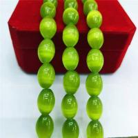 Cats Eye Beads, Oval, polished, DIY, green cm 