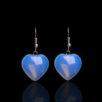 Zinc Alloy Drop Earring, with Sea Opal, Heart, handmade, for woman, mixed colors 