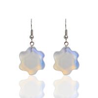 alliage de zinc Boucle d'oreille goutte, avec Opaline, fleur, fait à la main, pour femme, couleurs mélangées Vendu par PC