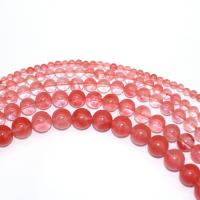 Perle en Quartz cerise, rouge de cerise, Rond, DIY, rouge cm, Vendu par brin