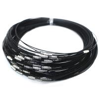 Edelstahl Verschluss Gummi Schnur Halsband , Stahldraht, Messing Magnetverschluss, plattiert, poliert, keine, 1mm, Länge:16 ZollInch, verkauft von Strang