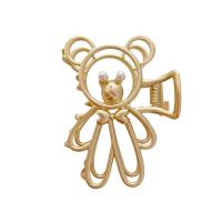 Hair Claw Clips, Zinc Alloy, with pearl, Bear, handmade, for woman 