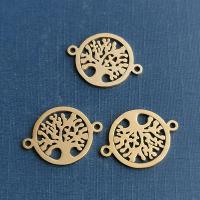 Titanium Steel Connector, Round, polished, tree of life design 