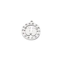 Pendentifs en acier inoxydable strass, Rond, Placage, avec strass, argent Vendu par PC