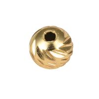 Beaucoup de perles de cuivre, laiton, Rond, Placage de couleur d'or, 9mm, Vendu par PC