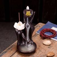 Incense Smoke Flow Backflow Holder Ceramic Incense Burner, Purple Clay, plated, for home and office & durable 