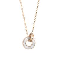 Collier de bijoux de titane, Acier titane, avec 1.97inch chaînes de rallonge, Plaqué de couleur d'or rose, pour femme & avec strass .72 pouce, Vendu par PC