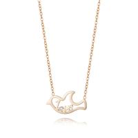 Collier de bijoux de titane, Acier titane, avec 1.97inch chaînes de rallonge, oiseau, Plaqué de couleur d'or rose, pour femme & avec strass .72 pouce, Vendu par PC