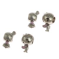 Enamel Zinc Alloy European Beads, Girl, DIY, silver color 