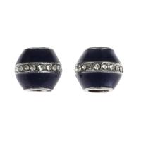 Enamel Zinc Alloy European Beads, DIY & with rhinestone, blue 