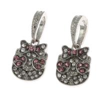 Zinc Alloy Rhinestone Pendants, with rhinestone, silver color 