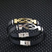 Pulseras para Parejas, Cuero de PU, con acero inoxidable, chapado, Joyería & unisexo, más colores para la opción, 215mm, Vendido por Set