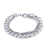 Stainless Steel Chain Bracelets, Double Layer & fashion jewelry & Unisex 210mm 