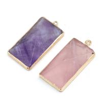 Gemstone Jewelry Pendant, Natural Stone, Rectangle, plated, DIY & faceted 20x43- 