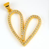 Cubic Zirconia Micro Pave Brass Pendant, Heart, plated, DIY & micro pave cubic zirconia 