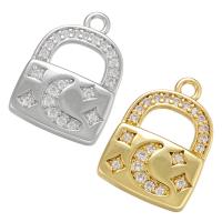 Cubic Zirconia Micro Pave Brass Pendant, Lock, plated, micro pave cubic zirconia Approx 1.5mm 