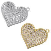 Cubic Zirconia Micro Pave Brass Pendant, Heart, plated, micro pave cubic zirconia Approx 1.2mm 