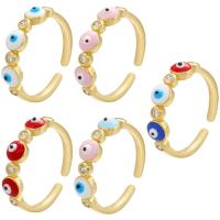 Evil Eye Jewelry Finger Ring, Brass, 18K gold plated, Adjustable & enamel Inner Approx 17mm 