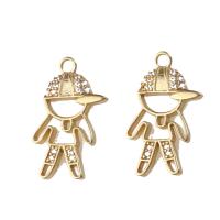 Cubic Zirconia Micro Pave Brass Pendant, Boy, micro pave cubic zirconia, original color 