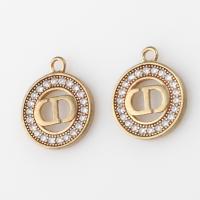 Cubic Zirconia Micro Pave Brass Pendant, Round, micro pave cubic zirconia, original color 