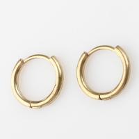 Brass Huggie Hoop Earring, Round, for woman, original color 