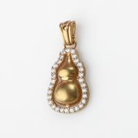 Cubic Zirconia Micro Pave Brass Pendant, Calabash, micro pave cubic zirconia, original color 