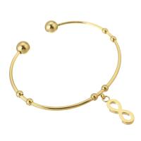 ステンレス鋼のカフ バングル, ステンレス, 数字8, 女性用, 金色, 7*17mm,2mm, 内径:約 59mm, 売り手 パソコン