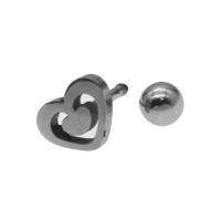 Edelstahl Ohrpiercing Schmuck, Herz, für Frau, Silberfarbe, 12x6x6mm, verkauft von PC