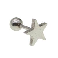 Edelstahl Ohrpiercing Schmuck, Stern, für Frau, originale Farbe, 12x8x8mm, verkauft von PC