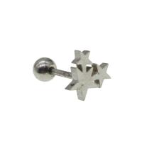 Edelstahl Ohrpiercing Schmuck, Stern, für Frau, originale Farbe, 12x8x8mm, verkauft von PC