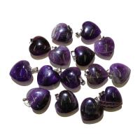 Amethyst Anhänger Februar Birthstone, mit Zinklegierung, Herz, violett, 20mm, verkauft von PC